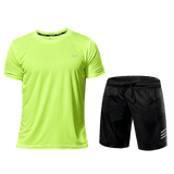 Men's Sports Suit Breathable Athletic Wear Sportswear Running Jogging Gym Ropa Deportiva Fitness Workout Clothes Soccer Camisetas Mart Lion Green Set L 