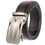 130 140 150 160 170 180 190 200cm Belts Metal Automatic Buckle Men's Belt Genuine Leather Belts 3.50cm Width Brown Mart Lion   