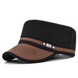 Cotton Women Military Hats Men's Cap Flat Top Adjustable Military Cap Baseball Caps  Adult Dad Hat Mart Lion Black  