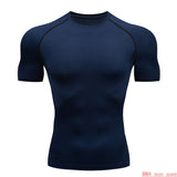 Compression Quick dry T-shirt Men's Running Sport Skinny Short Tee Shirt Male Gym Fitness Bodybuilding Workout Black Tops Clothing Mart Lion picture color 21 XL 