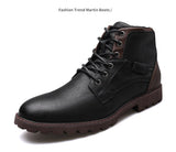Men Boots Handmade Ankle Outdoor Waterproof Basic Work Autumn Lace-UP Moccasins Mart Lion   