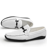 Men's genuine leather loafers luxury summer footwear hollow out breathable casual shoes real cow skin moccasin Mart Lion   