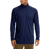 Men's Sun/Skin Protection Long Sleeve Shirts Anti-UV Outdoor Tops Golf Pullovers Summer Swimming Workout Zip Tee Mart Lion Navy Blue CN size L (US M) CN