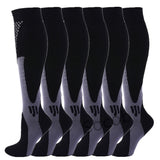 3/6/7 Pairs Compression Socks Men Women Running Sports Varicose Vein Edema Knee High 30 MmHg Leg Support Stretch Stocking Mart Lion 6 pairs-17 S-M 