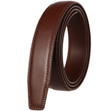 3.1cm Men's Leather Belt without Buckle  for Automatic Buckle Cow Genuine Leather Belt No Buckle Body Mart Lion Coffee 105CM 