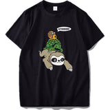 100% Cotton Sloth Tortoise Snail T Shirt Fun Race Competition Fast Joke Pun Gifts Tops Tee Mart Lion   