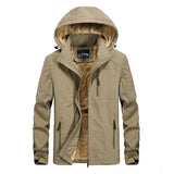 Winter Parkas Men's Warm Streetwear Casual Windbreaker Plus Velvet Bomber Jacket Detachable Hat Hooded Cotton-Padded Coats Mart Lion 8689H-Khaki M 