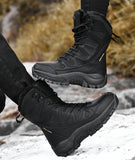 Warm Plush Snow Boots Men's Lace Up Casual High Top Waterproof Winter Anti-Slip Ankle Army Work Mart Lion   