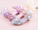 Girls Bow-knot Princess Shoes With High-heeled, Kids Glitter Dance Performance Summer Mart Lion   