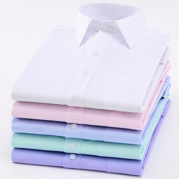 Men's Basic Standard-fit Long Sleeve Dress Shirt Solid/striped Formal White Work Office Classic Mart Lion   