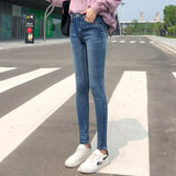  Women Thermal Jeans Stretch High Waist Winter Plush Warm Oversized Jeans Lady Skinny Pants Students Pencil Trousers Mart Lion - Mart Lion