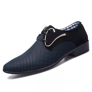 Spring Autumn Men's Casual Shoes Breathable Lace-Up Flats Shoes Wear Dress Mart Lion Blue 5.5 