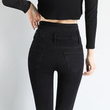 Trend high-waist women jeans slim high-profile pencil pants stretch skinny pants Clothes Mart Lion   