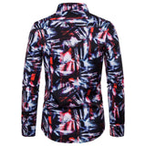 Shirts Men's Dress Casual Abstract Spider Web Print Long Sleeve Camisa Social Gradient Elasticity Mart Lion   