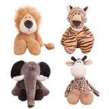 Stuffed Plush Animals Toys Soft Dolls Jungle Lion Elephant Tiger Dog Fox Monkey Deer Children Kawaii Baby Kids Hobbie Mart Lion   