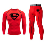 Thermal Underwear Top Winter Men's Clothing Warm T-shirt Pants Leggings Tracksuit Men's 2 Sets Compression Shirt Sweat Jogger Mart Lion Red L 