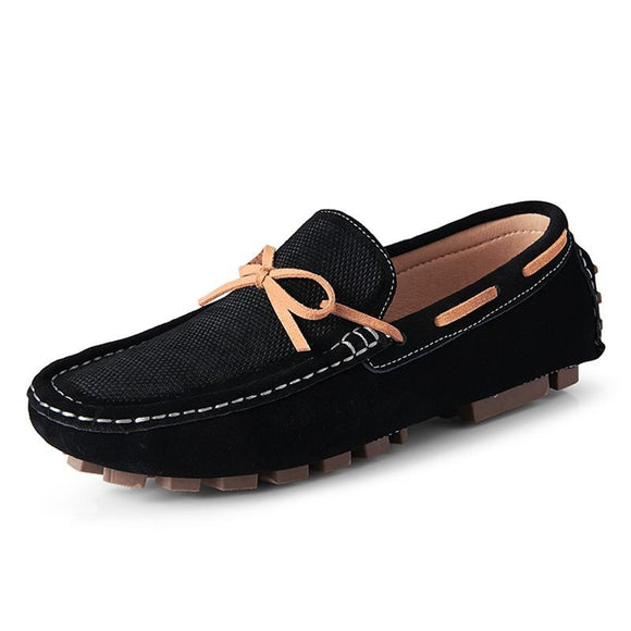 Genuine Leather Men's Loafers Slip On Wedding Shoes Breathable Casual Luxury Brand Driving Soft Moccasins Mart Lion Black 6.5 