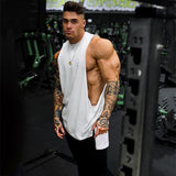  Men's Extend Cut Off Sleeveless Shirt Gym Stringer Tank Top Cotton Hip Hop Muscle Tees Bodybuilding Vest Fitness Clothing Mart Lion - Mart Lion