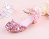 Girls Bow-knot Princess Shoes With High-heeled, Kids Glitter Dance Performance Summer Mart Lion   