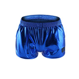 Underwear Men's Boxer Shorts Trunks Faux Leather Loose Inner Ice Silk Men's Underpants Boxers Homme With Pocket Mart Lion sapphire S 
