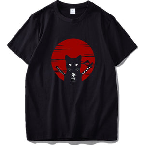 0 Dark Style Samurai Cat T shirt Ukiyoe Culture Design Digital Print 100% Cotton Tops Tee Mart Lion - Mart Lion