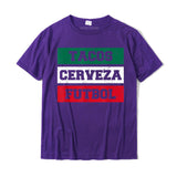 Mexico Soccer Football Mexican Shirt T-Shirt Tops Tees Classic Cotton Cool Party Men's Mart Lion purple XS 