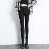 Trend high-waist women jeans slim high-profile pencil pants stretch skinny pants Clothes Mart Lion black 25 