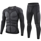 Winter Thermal Underwear Men's Long Johns Sets Outdoor Windproof Sports Fitness Clothes Military Style Underwear Sets Mart Lion Black M 