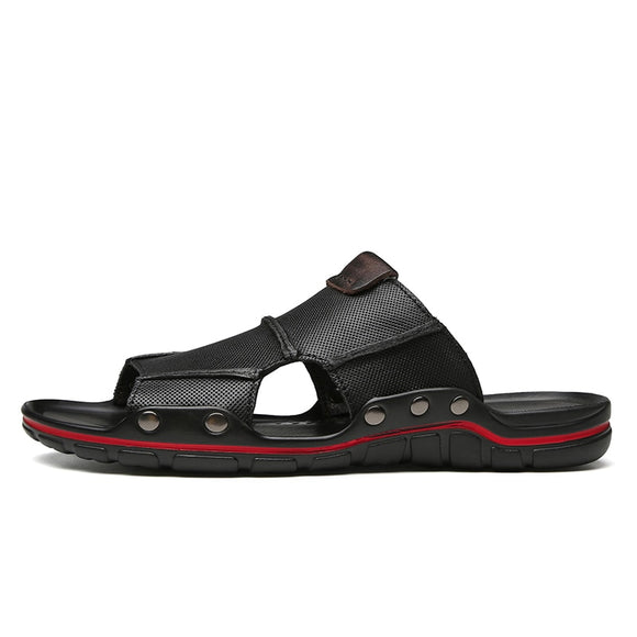 flip flops Men's Slippers Home Sandals Genuine Leather Print Summer Shoes Comfort Beach Mart Lion Black 6.5 China