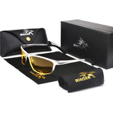 Men's Polarized Sunglasses Classic Rectangle Aluminum Magnesium Frame UV Night Vision NX Mart Lion   