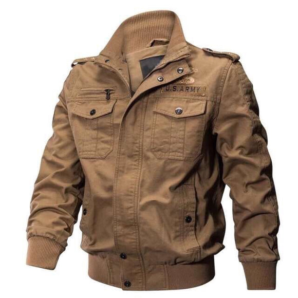 autumn military jacket men's cotton water wash collar pilot cotton velvet winter youth Mart Lion   