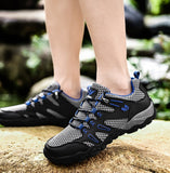 Men's Soft Hiking Shoes Summer Breathable Mesh Sneakers Light Black Hike Footwear Walking Shoes Outdoor Shoes Climbing Shoes Male