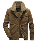 Winter jacket Men's Warm Corduroy Jackets Coats outwear Windbreaker Fleece cotton Outwear Multi-pocket clothing Mart Lion Coffee M 