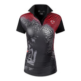 jeansian Style Women Casual Short Sleeve T-Shirt Floral Print Polo Golf Polos Tennis Badminton Black Mart Lion SWT258-Black US M China