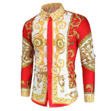 Luxury Long Sleeve men's shirt Causal Royal Trends Party Nightclub Tuxedo Dress Shirts Blusas Tops Mart Lion Red M 