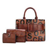 3-piece Set Ladies Handbag Pu Leather Shoulder Crossbody Women  Tote Bag Mart Lion Light Brown-Three 32cm x 14cm x 23cm 