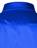 Royal Blue Silk Satin Shirt Men's Slim Fit Men's Dress Shirts Wedding Party Casual Male Casual Shirt Chemise Mart Lion   