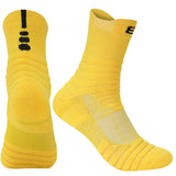 Professional Sports Cycling Sock Outdoor Performance Elite Basketball Fitness Running Athletic Compression Quarter Men Boy Mart Lion Yellow S US 5-7 EU 31-38 