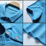 Summer Breathable Casual Polo Shirt Men's Short Sleeve Turn Down Collar Slim Fit Sold Color Soft Polo Shirt Mart Lion   