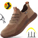 Autumn Men's Steel Toe Puncture-Resistant Lightweight and Breathable Work Sefty Shoes