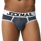 Men's Underwear Briefs U convex Big Penis Pouch Design Wonderjock Men's Cotton Briefs Bikini Adjustment Ring Cock Mart Lion JM340GRAY M(27-30 inches) 