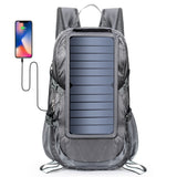Solar Backpack Foldable Hiking Daypack With 5V Power Supply 6.5W Solar Panel Charge For Cell Phones Mart Lion gray  