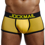Boxer Men's Underwear Mesh Low Rise Breathable Cotton U Convex Pouch Athletic Supporters Leggings  Boxers Hombre Boxershorts Mart Lion JM405YELLOW M(27-30inches) 