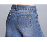  Wide Leg Women Flared Pants Jeans Autumn High Waist  Draped Streetwear Blue Denim Trousers Clothes Mart Lion - Mart Lion