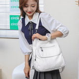 Multifunctional Backpacks Soft Washed PU Leather Shoulder Bags Large Capacity Anti-thief Backpack School Teenager Girls Mart Lion   
