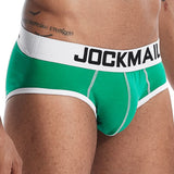 Men's Underwear Briefs Jockstrap Pouch Cuecas Cotton Stripe Panties Thongs Underpants Mart Lion JM339GREEN M(27-30 inches) 