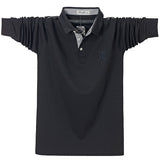 Men's Long Sleeve Polo Shirt Men's Casual Embroidery Cotton Homme Polo Shirt Men's Solid Leisure Polo Shirt Mart Lion Black M 