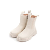 Girls Boots Casual Autumn Winter PU Leather School Boy Shoes In Snow Mart Lion beige crystal velvet 26 