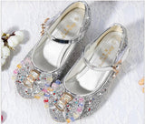 Children Princess Sandals Kids Girls Wedding Shoes High Heels Dress Bowtie Gold Leather Girls Casual Mart Lion   