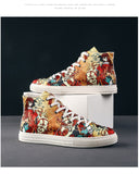 Design Graffiti Printed High top Board Sneakers Men's Superstar Hip-hop Skateboard Shoes Sports Mart Lion   